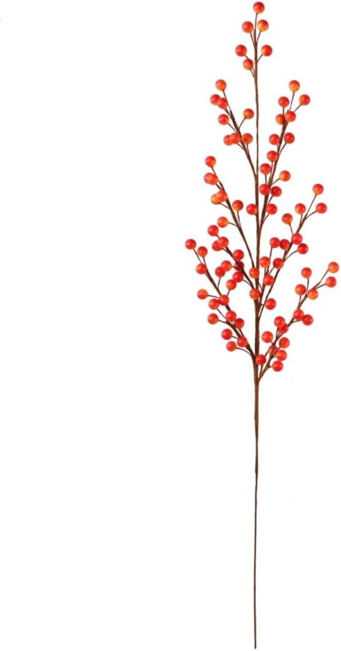 Set of 12: Artificial Fall Berry Spray | 29.5-Inch | Orange | Berry Sprays | Fruit Picks | Arts & Crafts | Parties & Events | Home & Office Decor - 2024 Christmas Collection, Floral Home by Artificial Flowers